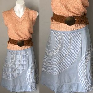 Anthropologie Blue and White Stripe A-line Skirt